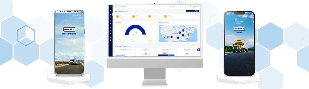 Penske Fleet Insight and Driver app on mobile screens